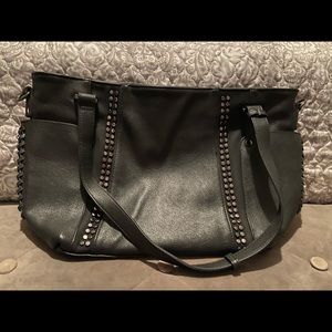 Black heavy duty faux leather purse